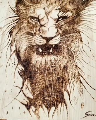 quadro stile pirografia 