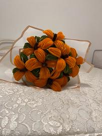 Boqet con girasoli, fatto a mano