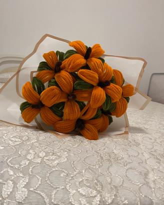 Boqet con girasoli, fatto a mano
