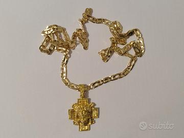 Collana Volto Gesù Cristo oro 750 18 Kt peso 36 gr