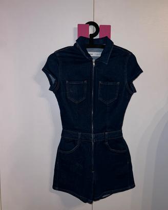 Tuta corta in jeans Bershka - Taglia S