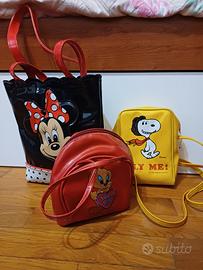 3 borsette Minnie, Titti e Snoopy
