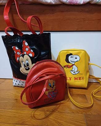 3 borsette Minnie, Titti e Snoopy