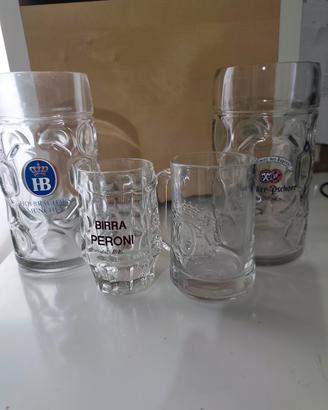 Boccali birra originali collezione Peroni 4 pezzi 
