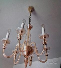 Lampadario vetro di murano De  Majo con applique