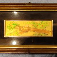 Set di 4 quadretti dipinti a mano su foglia d'oro