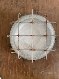 Lampada applique antica ferro vetro funzionante