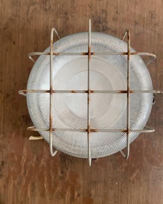 Lampada applique antica ferro vetro funzionante