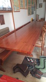 tavolo di legno massello di 4 metri con panca