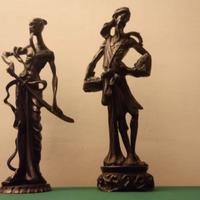 STATUE ORIENTALI GUERRIERO E PESCATORE