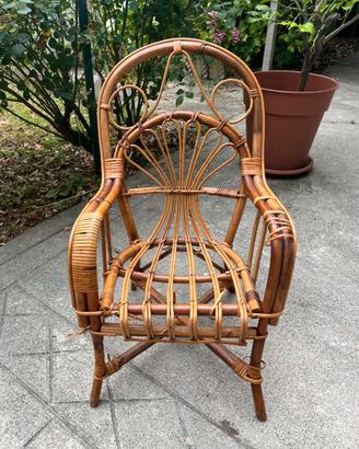 Poltroncina vintage bambù bambini '70