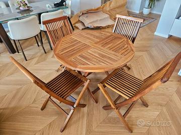 Tavolo con 4 sedie da esterno Teak