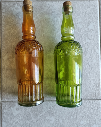 Bottiglie per liquori vetro colorato lavorato