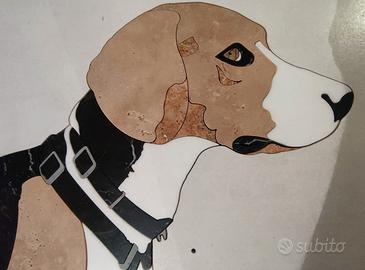 Quadro mosaico cane beagle con PZ granito