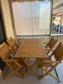 Set tavolo esterno da giardino in Legno di Acacia