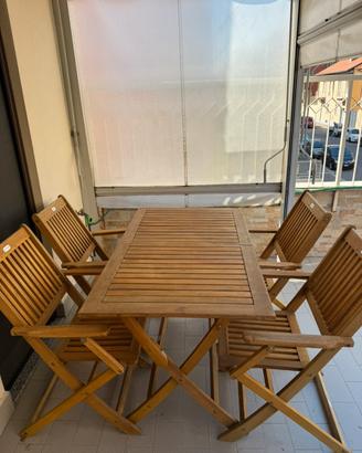 Set tavolo esterno da giardino in Legno di Acacia