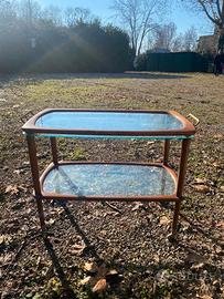 Carrello Bar Antico in Legno Portavivande con rote