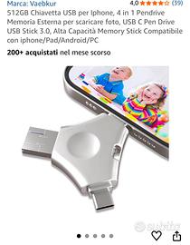 Chiavetta usb per telefono android iphone 512 gb