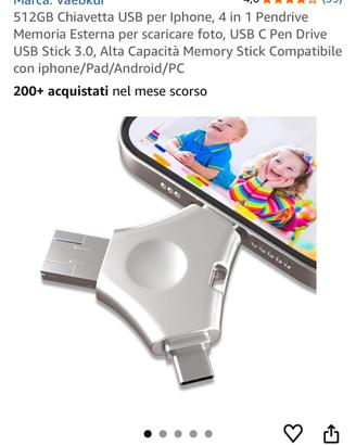 Chiavetta usb per telefono android iphone 512 gb