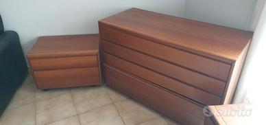 Comodini e cassettiera noce chiaro
