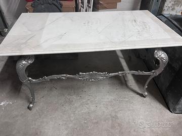 Tavolino in Ferro battuto e Marmo