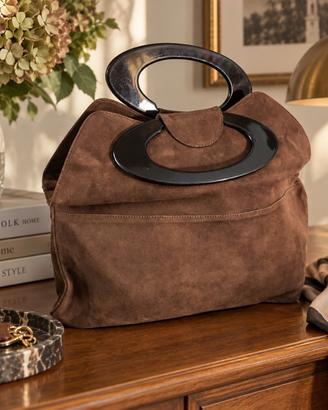 Borsa Bottega Veneta in camoscio marrone talpa