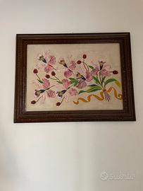 Quadro Fiori  su Tela – Cornice Effetto Pelle