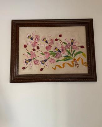 Quadro Fiori  su Tela – Cornice Effetto Pelle