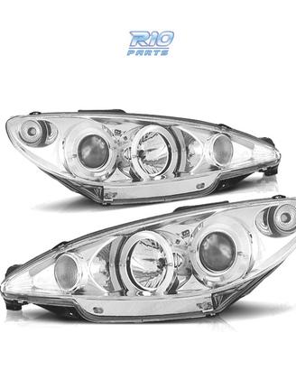 FARI PEUGEOT 206 CONNETTORE H4 98-08 OCCHI ANGEL C