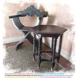 2 sedie Savonarola e tavolino, originali anni 30