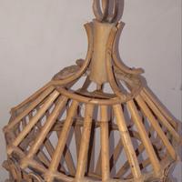 Lampadario vintage Bamboo, vimini, anni '50