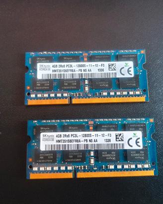 Moduli RAM 2x4Gb SoDimm DDR3