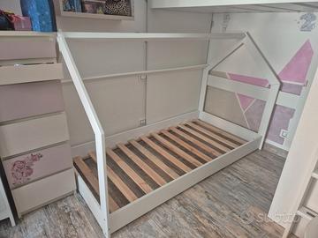 Letto singolo bambini modello capanna bianco