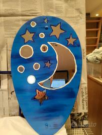 Specchio artigianale dipinto e intagliato a mano