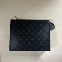 Pouch in pelle nera da uomo