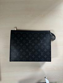 Pouch in pelle nera da uomo