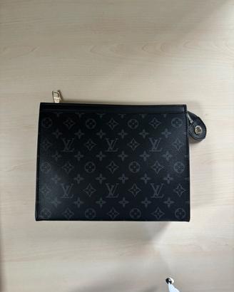 Pouch in pelle nera da uomo