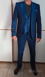Abito matrimonio  Vivaldi uomo 3 p raso blu 48slim