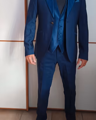 Abito matrimonio  Vivaldi uomo 3 p raso blu 48slim