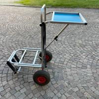 CARRELLO DA PESCA CON PORTACANNE E PIANO DI LAVORO