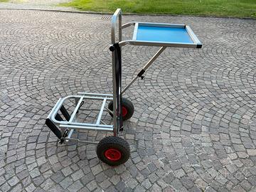 CARRELLO DA PESCA CON PORTACANNE E PIANO DI LAVORO