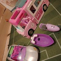 camper barbie+ auto+ motoslitta 