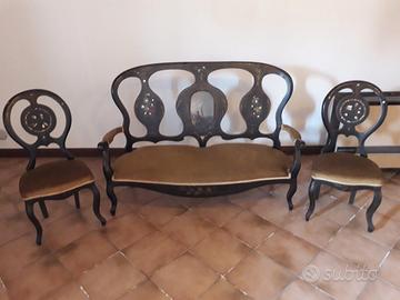  2 sedie più divano antichi Olandesi del 1800