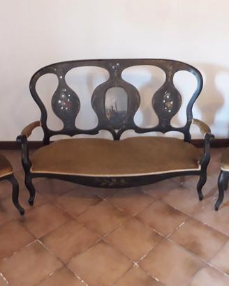  2 sedie più divano antichi Olandesi del 1800