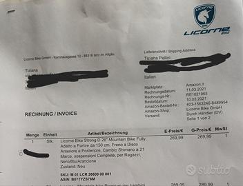 Bicicletta cambio scimano Licorne