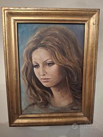 Ritratto femminile – olio su tela con cornice dora
