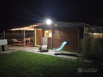 Roulotte con casetta in legno bungalow