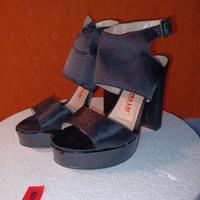 Scarpe estive Alte con tacco 12 e plateau Nero Ras