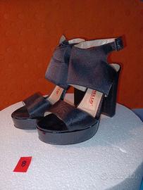 Scarpe estive Alte con tacco 12 e plateau Nero Ras