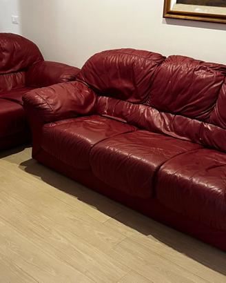 Coppia divani in vera pelle bordeaux
